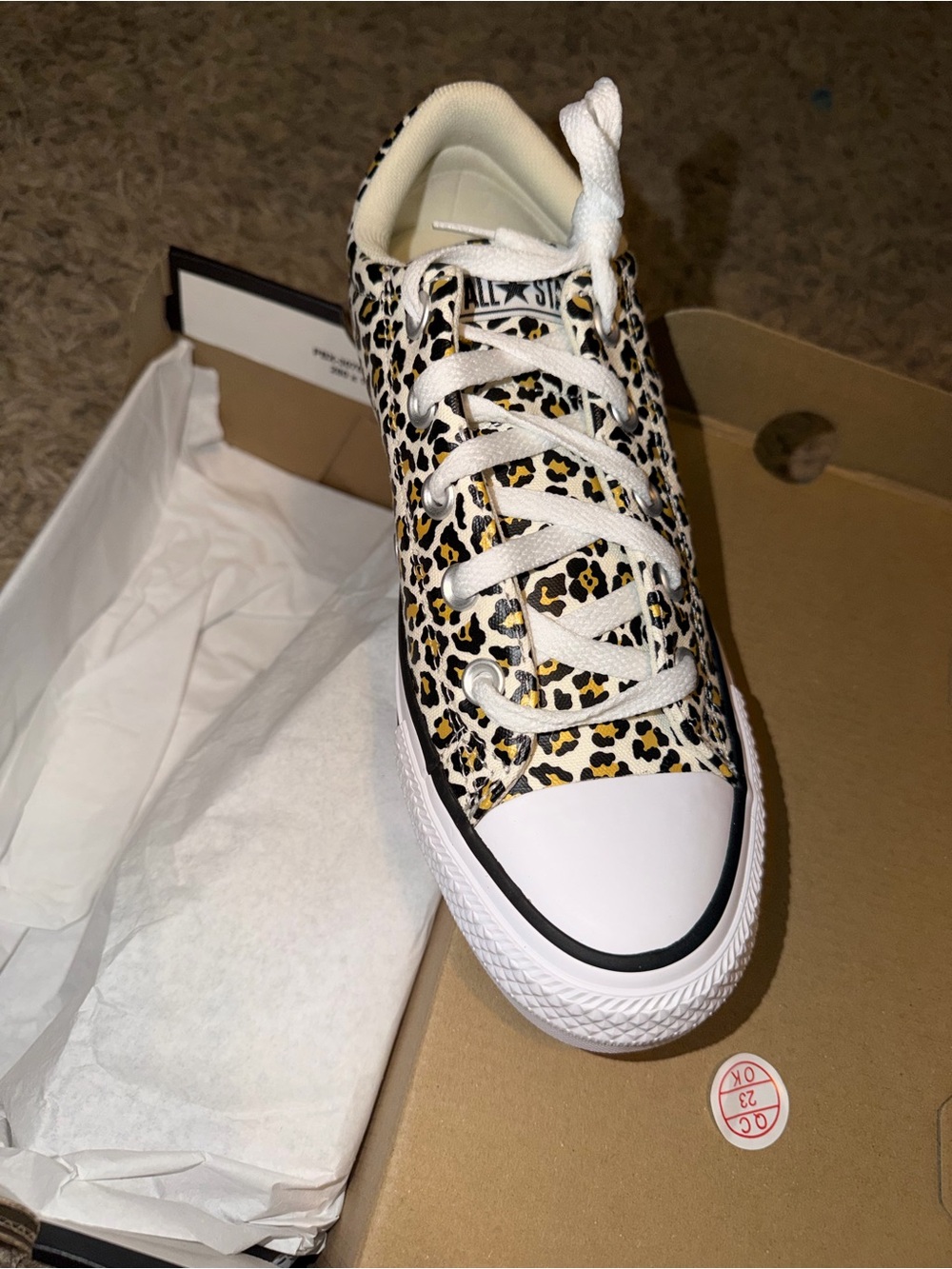 Converse Leopard Print Low Top Sneaker - White/Yellow/Black